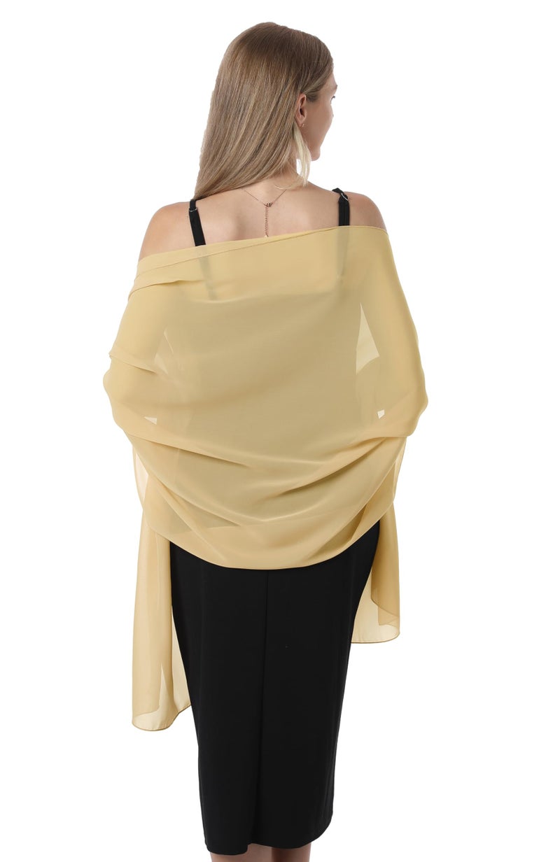 Hotshawl شالات شيفون هوتشوال للفساتين المسائية للنساء، وشاح ناعم أنيق، وشاح زفاف، شال زفاف (ذهبي، مقاس واحد) - Image 2